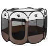 Portable Foldable Pet Playpen Exercise Pen Kennel Removable Zipper Top and Bottom Water Resistant Indoor Outdoor Use For Dogs Cats Other Pets - Coffee