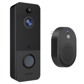 Wireless Smart WiFi Video Doorbell Security Phone Door Ring Intercom Camera Two Way Audio Night Vision 720P Motion Detection Battery Operated - Black