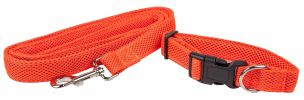 Pet Life 'Aero Mesh' 2-In-1 Dual Sided Comfortable And Breathable Adjustable Mesh Dog Leash-Collar - Orange - Small