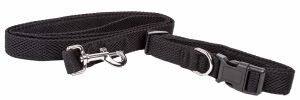 Pet Life 'Aero Mesh' 2-In-1 Dual Sided Comfortable And Breathable Adjustable Mesh Dog Leash-Collar - Black - Small