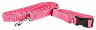 Pet Life 'Aero Mesh' 2-In-1 Dual Sided Comfortable And Breathable Adjustable Mesh Dog Leash-Collar - Pink - Large