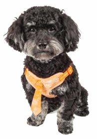 Pet Life 'Bonatied' Mesh Reversible And Breathable Adjustable Dog Harness W/ Designer Neck Tie - Orange - X-Small