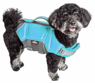 Dog Helios 'Tidal Guard' Multi-Point Strategically-Stitched Reflective Pet Dog Life Jacket Vest - Blue - Medium