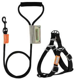 Touchdog 'Macaron' 2-in-1 Durable Nylon Dog Harness and Leash - Black - Large