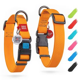 Orange Waterproof Dog Collar Adjustable 14-23 inch Neck x 1 inch Wide with Plastic Buckle for Large Small and Medium Dogs - Waudog