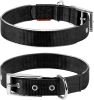 Black Nylon Reflective Dog Adjustable Dog with Metal Buckle Heavy Duty M Size 15-18 inch Neck - Collar