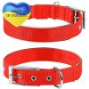 Red Nylon Reflective Dog Adjustable Dog with Metal Buckle L Size 18-22 inch Neck Heavy Duty for Medium Large Dogs - Collar