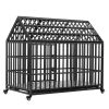 52" Heavy Duty Dog Crate Large Dog cage Strong Metal Dog Kennels and Crates for Large Dogs with 4 Lockable Wheels - as Pic