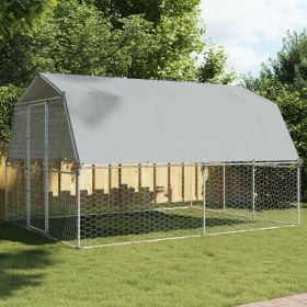 Dog Cages 2 pcs with Roof and Door Silver Galvanized Steel - Silver