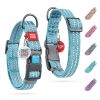 Reflective Cotton Dog Collar Eco Friendly Alt to Nylon Collar for Small Medium and Large Dogs 10-16 inch Neck x 4/5 inch Wide Blue Color - Waudog