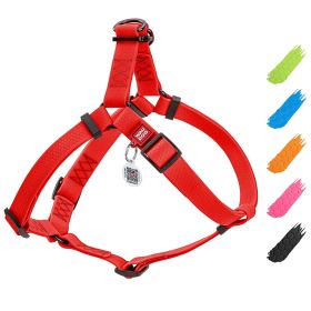 Waterproof Dog Harness Adjustable for Small Dogs Heavy Duty Harness with Durable Metal Clasp Red Color 16-22 inch S Size - Waudog