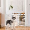 36 Inch Folding Wooden Freestanding Pet Gate Dog Gate with 360¬∞ Flexible Hinge - White