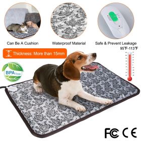 27.6x17.7in Pet Heating Pad Dog Cat Electric Heating Mat Waterproof Adjustable Warming Blanket with Chew Resistant Steel Cord Case - 27.6x17.7in