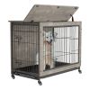 38 Inch Heavy-Duty Gray Dog Crate Furniture - as picture