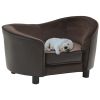 Dog Sofa Brown 27.2"x19.3"x15.7" Plush and Faux Leather - Brown