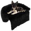 Black Plush Calming Dog Couch Bed with Anti-Slip Bottom - M