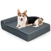 Orthopedic Dog Bed with Headrest and Removable Washable Cover - Gray