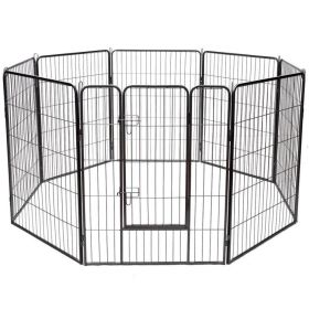 8 Metal Panel Heavy Duty Pet Playpen Dog Fence with Door 40 Inch - Black