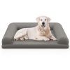 Egg-Foam Dog Crate Bed with 3-Side Bolster and Removable Washable Bed Cover - Gray