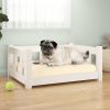 Dog Bed White 25.8"x19.9"x11" Solid Wood Pine - White