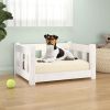 Dog Bed White 21.9"x17.9"x11" Solid Wood Pine - White