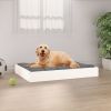 Dog Bed White 28.1"x21.3"x3.5" Solid Wood Pine - White