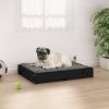 Dog Bed Black 24.2"x19.3"x3.5" Solid Wood Pine - Black