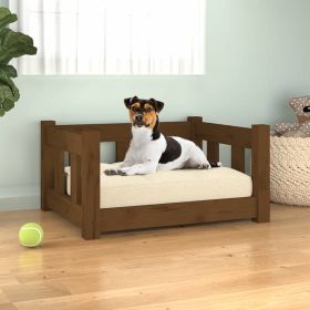 Dog Bed Honey Brown 21.9"x17.9"x11" Solid Wood Pine - Brown