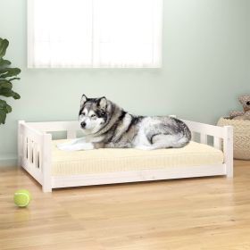 Dog Bed White 41.5"x29.7"x11" Solid Wood Pine - White