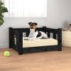 Dog Bed Black 21.9"x17.9"x11" Solid Wood Pine - Black