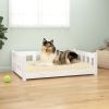 Dog Bed White 37.6"x25.8"x11" Solid Wood Pine - White