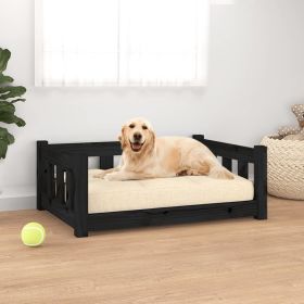 Dog Bed Black 29.7"x21.9"x11" Solid Wood Pine - Black