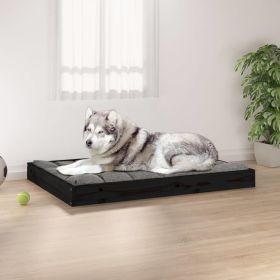 Dog Bed Black 40"x29.1"x3.5" Solid Wood Pine - Black