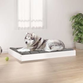 Dog Bed White 40"x29.1"x3.5" Solid Wood Pine - White