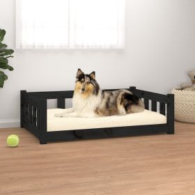 Dog Bed Black 37.6"x25.8"x11" Solid Wood Pine - Black