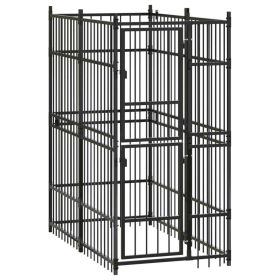 Outdoor Dog Kennel Steel 19.8 ft¬≤ - Black