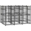 Outdoor Dog Kennel Steel 59.5 ft¬≤ - Black