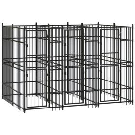 Outdoor Dog Kennel Steel 59.5 ft¬≤ - Black