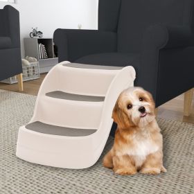 Folding 3-Step Dog Stairs Cream 19.7"x15"x15" Plastic - Cream