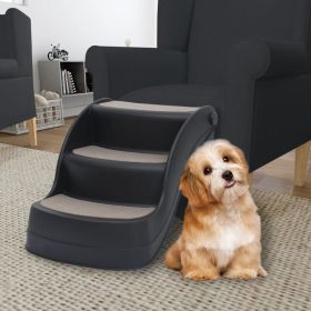 Folding 3-Step Dog Stairs Black - Black