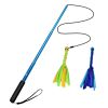 Extendable Dog Flirt Pole with Lure 10.23-26.77in Teaser Wand with 2 Replaceable Interactive Tail Toys  - Black