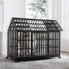 52" Heavy Duty Dog Crate Large Dog cage Strong Metal Dog Kennels and Crates for Large Dogs with 4 Lockable Wheels - as Pic