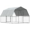 Dog Cages 2 pcs with Roof and Door Silver Galvanized Steel - Silver