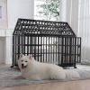 52" Heavy Duty Dog Crate Large Dog cage Strong Metal Dog Kennels and Crates for Large Dogs with 4 Lockable Wheels - as Pic