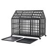 52" Heavy Duty Dog Crate Large Dog cage Strong Metal Dog Kennels and Crates for Large Dogs with 4 Lockable Wheels - as Pic