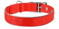 Red Nylon Reflective Dog Adjustable Dog with Metal Buckle L Size 18-22 inch Neck Heavy Duty for Medium Large Dogs - Collar