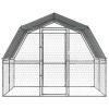 Dog Cages 2 pcs with Roof and Door Silver Galvanized Steel - Silver