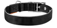 Black Nylon Reflective Dog Adjustable Dog with Metal Buckle Heavy Duty M Size 15-18 inch Neck - Collar