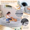 Washable Fluffy Human Dog Bed with Soft Blanket and Plump Pillow  - Gray