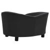 Dog Sofa Black 27.2"x19.3"x15.7" Plush and Faux Leather - Black